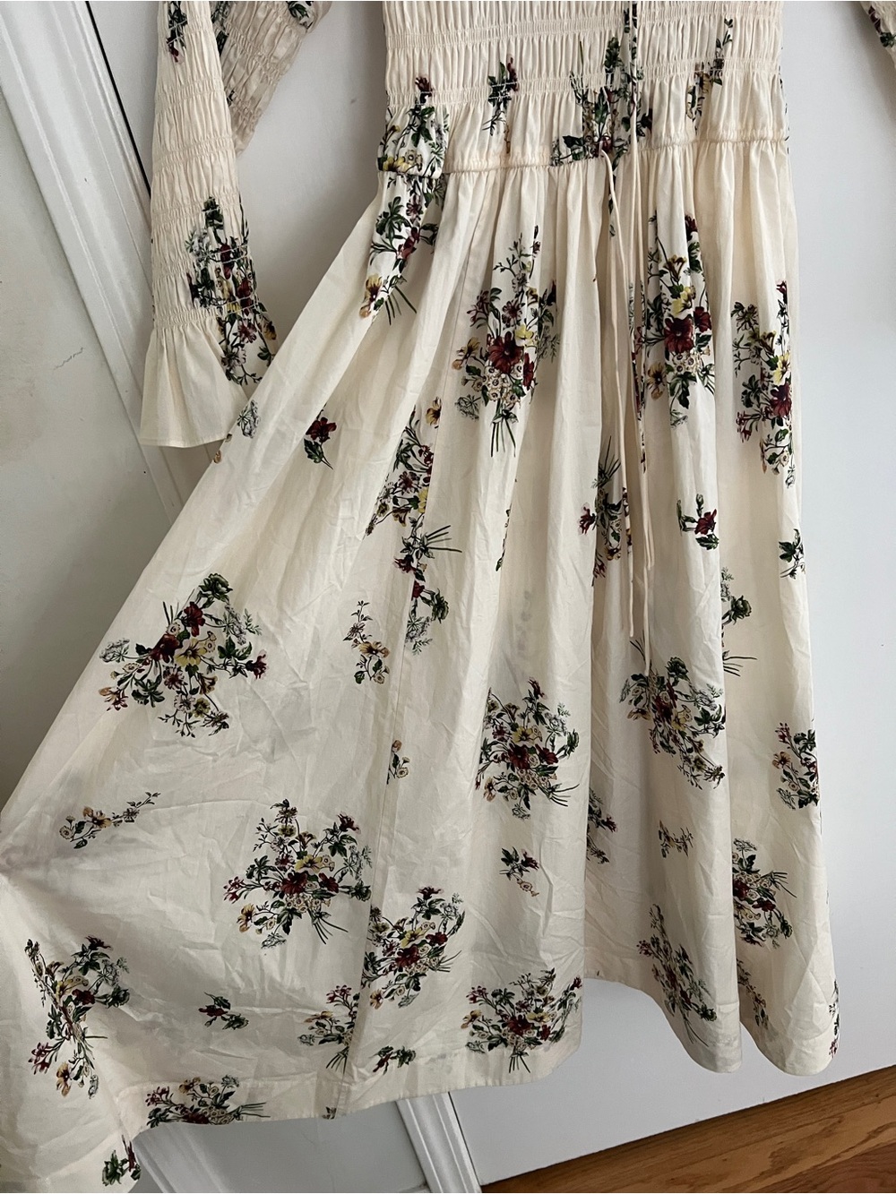 Doen Kaira Dress XS Flawless Cream Floral Smocked Midi Dress - Picture 10 of 14